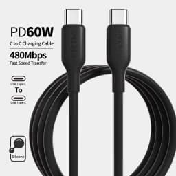 Liquid Silicon USB-Type C To C Fast Charging Cable 60W For Huawei SCP Xiaomi iPhone 15 16 17 Pro Max