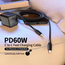 Liquid Silicon USB-Type C To C Fast Charging Cable 60W For Huawei SCP Xiaomi iPhone 15 16 17 Pro Max