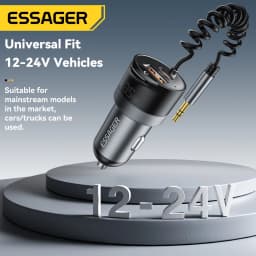 Essager Bluetooth 5.3 Car Charger 3.5mm AUX Adapter PD35W QC30W Car Fast Charger for iPhone 16 15 Pro Huawei Xiaomi Samsung iPad