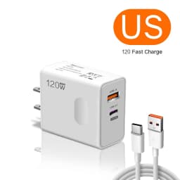 2026 120W Original Phone Charger Turbo Fast Charge PD USB 2 In 1 Charger 2Ports Fast Charging For Xiaomi Huawei iPhone Samsung