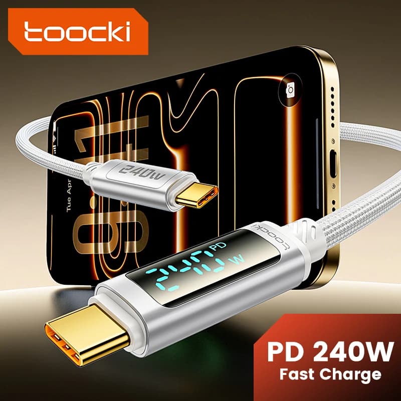 Toocki 240W USB C To USB C Cable PD 3.1 Fast Charge Display Type C To Type C Cable For Macbook iPhone 17 16 Pro Max Samsung S25