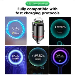 100W Dual Ports Mini Car Pull Ring Charger PD30W USB Type C Multi-Functional Fast Charging Car Charger Adapter For Huawei Xiaomi
