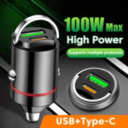 100W Dual Ports Mini Car Pull Ring Charger PD30W USB Type C Multi-Functional Fast Charging Car Charger Adapter For Huawei Xiaomi