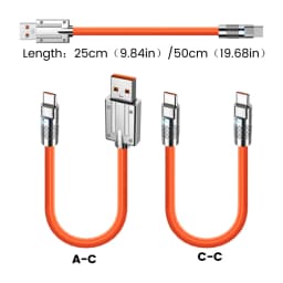 Elough 0.25m/0.5m 66W Type-c Charging Cable Short Super Fast Charging thick power bank data cable for iphone 15/16 Samsung
