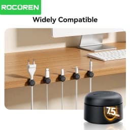Rocoren 360° Rotating Magnetic Cable Management Self Adhesive Wire Cord Organizer Cable Clips Adjustable Wire Holder Under Desk