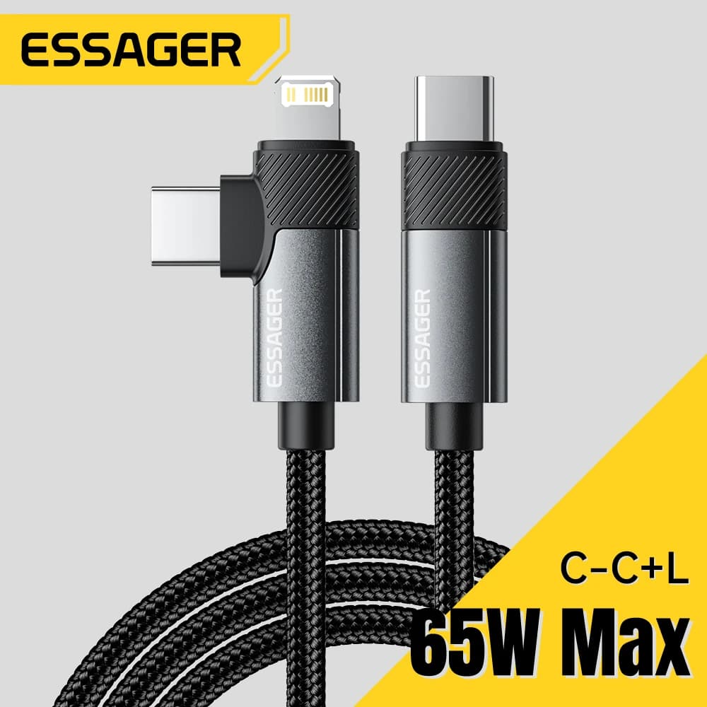 Essager 2 in 1 USB Type C Cable 65W PD Fast Charging Wire Type C To Lighting Cable For iPhone 15 14 Pro Max MacBook iPad Xiaomi