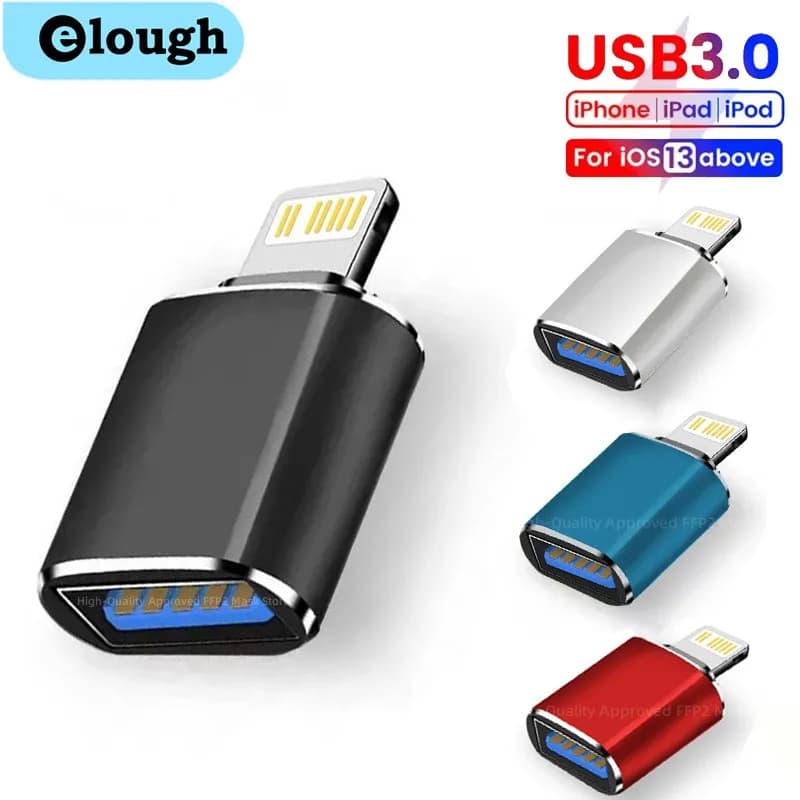 Elough USB3.0 To Lightning Adapter OTG For iPhone iPad Fast Charging Lighting Male to USB Female Adapter For iOS 13 Above