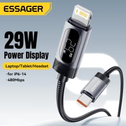 Essager Digital Dispaly USB C Cable For iPhone14 13 12 11 Pro Max PD 29W Fast Charging Type C To Lighting Cable For iPad Macbook