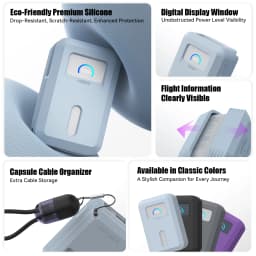 Shockproof Silicone Case for Anker Nano Power Bank (10,000mAh 45W) A1638 Protective Cover with Precise Cutouts for Travel Flight