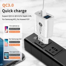PD 20W Charger USB Type C Fast Charging Digital Display Phone Charge Adapter For iPhone Samsung Xiaomi Quick Charge Wall Charger