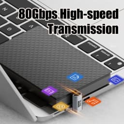 U Shape PD240W USB C Adapter 8K@60Hz 80Gbps 180 Degree USB C Female to Male Adapter Connector for Thunderbolt 4/3 Switch Laptop