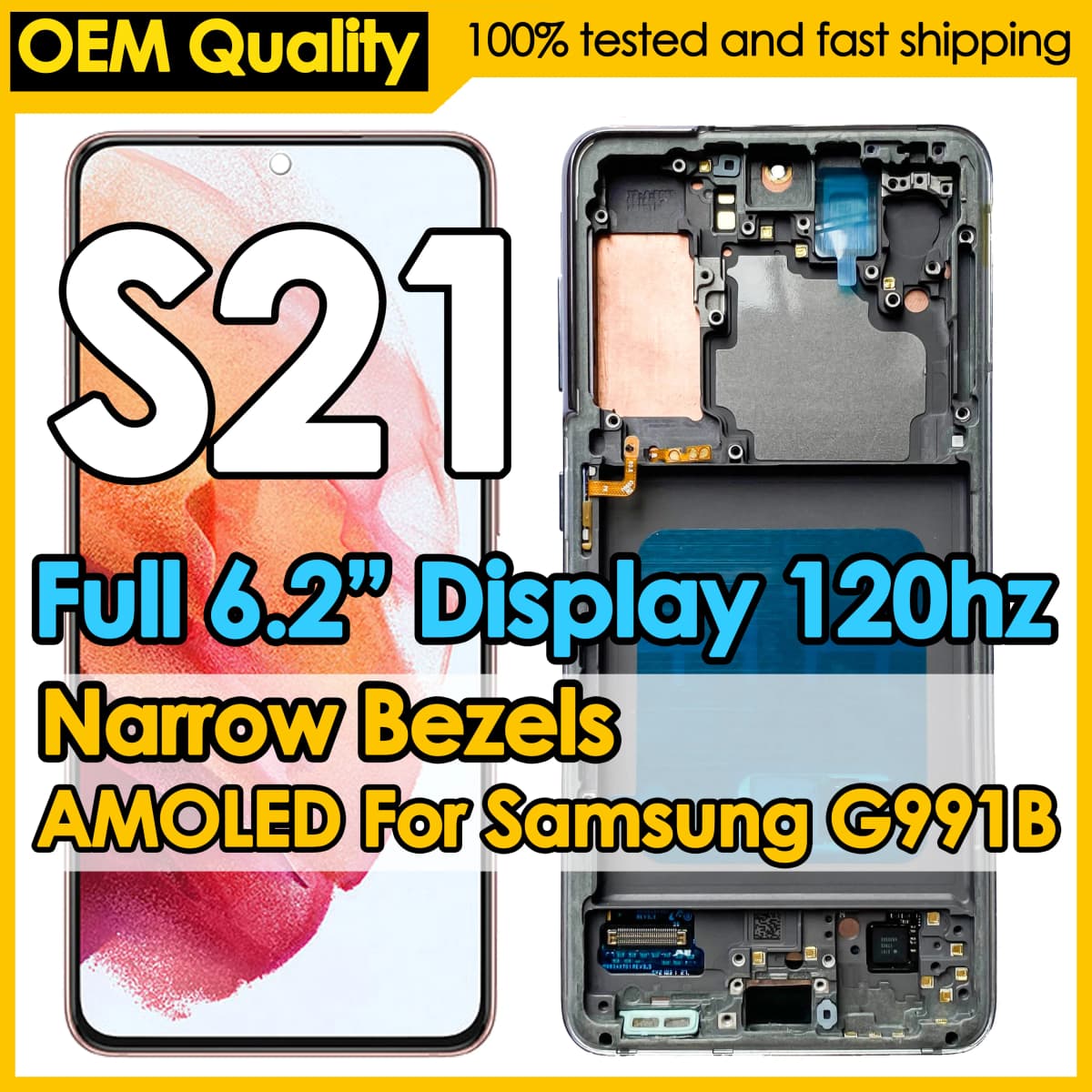 OEM Dynamic AMOLED For Samsung Galaxy S21 Display Screen Replacement 120Hz G991B/DS G991U LCD Touch Digitizer Assembly Wholesale