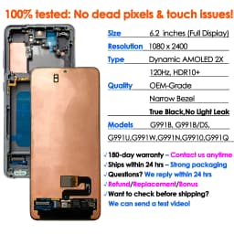 OEM Dynamic AMOLED For Samsung Galaxy S21 Display Screen Replacement 120Hz G991B/DS G991U LCD Touch Digitizer Assembly Wholesale