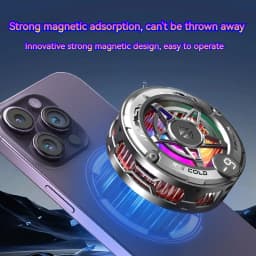 2IN1 Universal Portable Magnetic Clip Semiconductor Phone Cooler Digital Display RGB Light Cooling Fan for Iphone Samsung Xiaomi