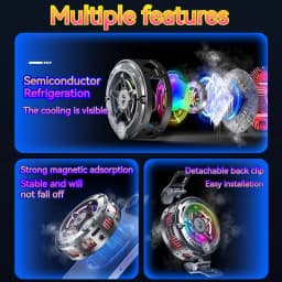 2IN1 Universal Portable Magnetic Clip Semiconductor Phone Cooler Digital Display RGB Light Cooling Fan for Iphone Samsung Xiaomi
