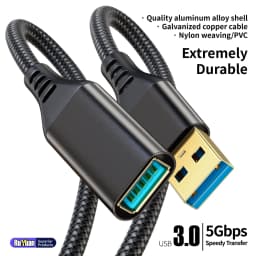 USB 3.0 Extension Cable Male-to-Female Data Transfer Cable for Fast Charging And Sync Compatible with USB Keyboard Mouse HDD