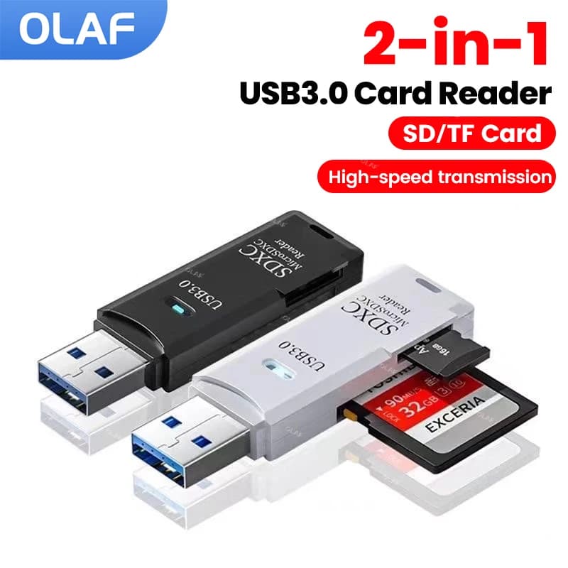2-in-1 USB 3.0 Card Reader Micro SD TF Memory Card Data Fast Transfer USB Flash Drive Adapter for PC Laptop Accessories