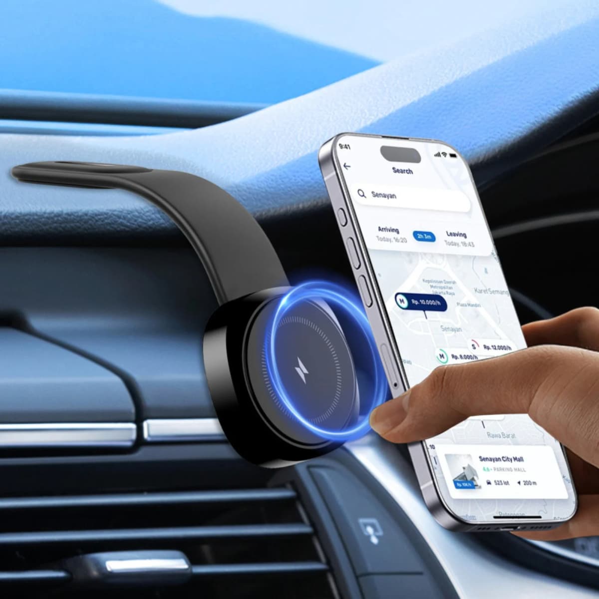 Adhesive Car Magnetic Wireless Charger Adjustable Dashboard Phone Stand For Magsafe iPhone 17 16 15 14 13 12 Fast Charging Mount