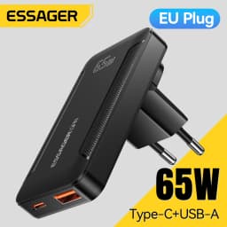 Essager Ultra Thin 65W GaN pro Travel Charger Quick Charge 4.0 PD3.0 Portable Type-C for iPhone 17 16 15Samsung MacBook Laptop