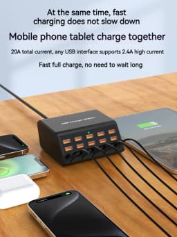 100W Desktop Universal USB Charger 15 Ports USB Fast Charging Station For Ipad Iphone16 15 14 13 Pro For Samsung EU Plug