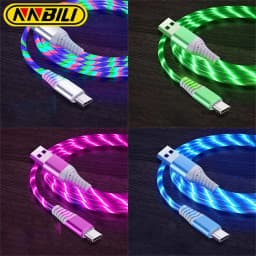 NNBILI USB Type C Cable 3A Fast Charging Data Cord for Samsung Xiaomi OPPO Huawei Phone Charger Micro USB Wire LED Cable