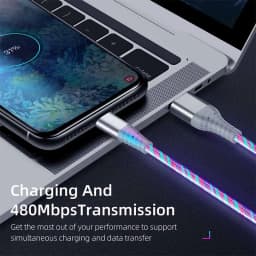 NNBILI USB Type C Cable 3A Fast Charging Data Cord for Samsung Xiaomi OPPO Huawei Phone Charger Micro USB Wire LED Cable