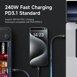 Hagibis USB C to USB C Cable 240W PD3.1 USB4 80Gbps 8K@60Hz Soft Fast Charging Cord for Macbook Pro iPad iPhone Laptop Dell XPS