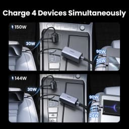 UGREEN Car Charger 150W Fast Charge Extender 4 USB Devices GaN Charger for iPhone 18 17 16 15 USB C Charger for iPad Notebook