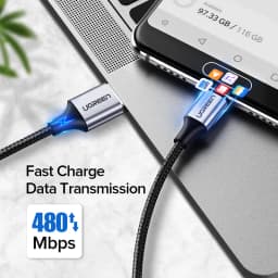 Ugreen USB A to Type C Cable 0.25m 0.5m 1m 2m 3m Braided For Apple iPhone 15 Android Mobile phone USB C charging data Carplay QC