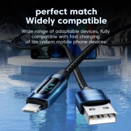 Toocki LED Display USB Cable For iPhone 14 13 12 11 Pro Max Fast Charger Charging Lighting 2.4A USB Wire Cord X XR 8 7 1m 2m