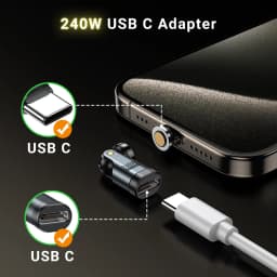 AUFU 9Pin Magnetic USB C OTG Adapter PD 240W Fast Charging Magnet Type C Female Connector for iPhone 17 16 Xiaomi Macbook Laptop
