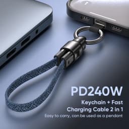 USB-C 240W Mobile Phone Fast Data Cable Type-C to Type-C Keychain Anti Loss Hanging Rope Short Line Laptop Tablet Charging Cable