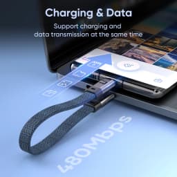USB-C 240W Mobile Phone Fast Data Cable Type-C to Type-C Keychain Anti Loss Hanging Rope Short Line Laptop Tablet Charging Cable