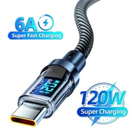 100W USB C 120W USB A Charging Cables with LED Display Screen, USB C=C-C,USB A=A-C, Not for Xiaomi iPhone Samsung