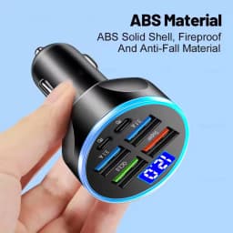 6 Ports Car Charger Fast Charging PD QC3.0 USB C Car Phone Charger Type C Adapter in Car For iPhone Samsung Huawei Xiaomi