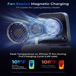 KUXIU D5 Qi2.2 25W Magnetic Wireless Charging Station With Smart TFT Color Display For iPhone 18 17 16 15 14 13/iWatch/AirPod