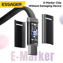 Essager 100W 5A Type C to Type C Cable For Iphone 17 Macbook Xiaomi Huawei USB C Ultra-thin Flat Cable Type C Quick Charger Cord