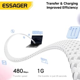 Essager 100W 5A Type C to Type C Cable For Iphone 17 Macbook Xiaomi Huawei USB C Ultra-thin Flat Cable Type C Quick Charger Cord