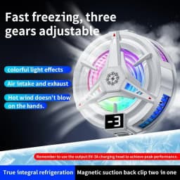Three Gears Adjustable Mobile Phone Cooler Magnetic Suction Back Clip Semiconductor Cooling Radiator Back Clip with RGB Light