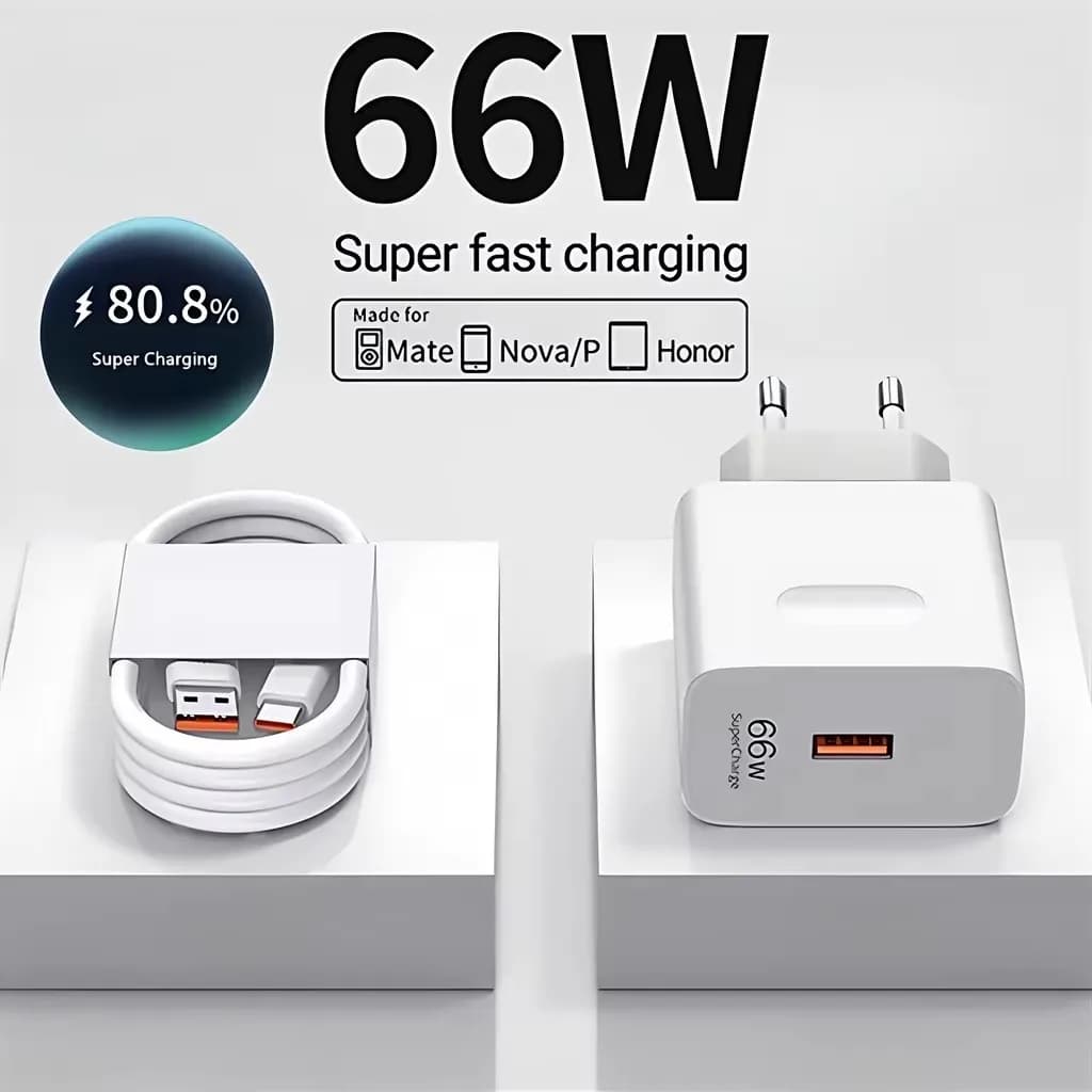 66W 6A Super Fast Charger For Huawei Mate 40 50 60 P50 P60 Nova 12i 13i Pro HONOR 200 Lite X8 X9 Type C USB Quick Charging Cable