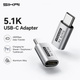 5.1K Resistor USB C Male to Female Adapter 5V Type C Charging Converter for Shaver Trimmer Headphone Fan Electric Screwdriver
