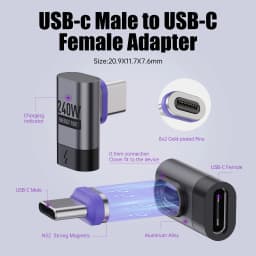 PD 240W Type-C Magnetic Adapter PD3.0 Fast Charging Right Angle USB C Connector Extender for iPhone 16 Macbookair Samsung