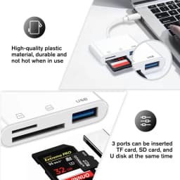 3 In 1 SD TF Card Reader For iPhone 14 12 13 11 Pro Max XR XS USB-A Female Camera Converter For iPhone OTG Adapter