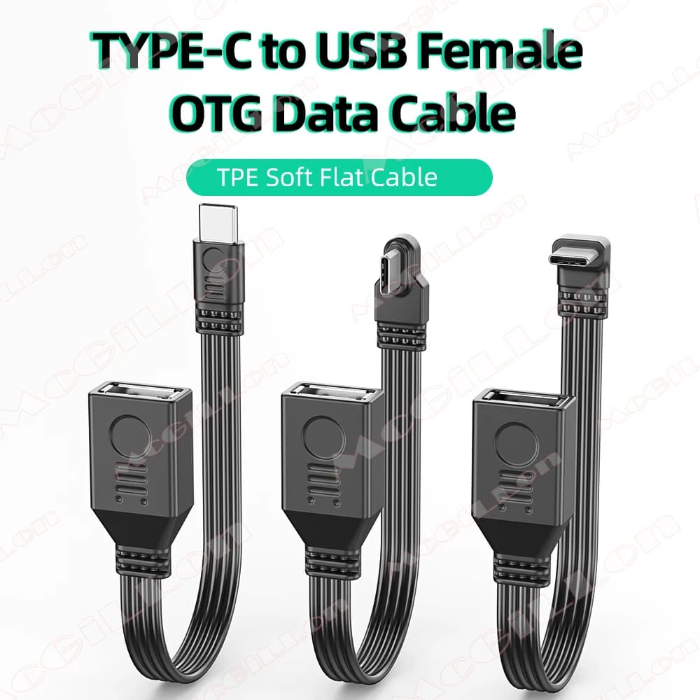 USB C to USB A Adapter OTG Cable 90 Degree Type C Male to USB 2.0 Female Cable for MacBook Pro Samsung Xiaomi Laptop Tablet PC