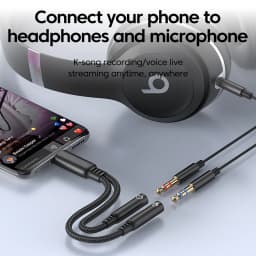 OLAF Type-C to Dual 3.5mm Jack Microphone Listening DAC USB C Audio Adapter 3.5mm Aux Female For iPhone 16 15 Samsung Converter