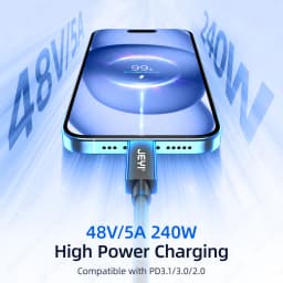 JEYI Thunderbolt 5 Cable 80Gbps 120Gbps Bandwidth 16K/8K Video 240W PD Fast Charging for MacBook iPad Dock Camera Mobile Storage