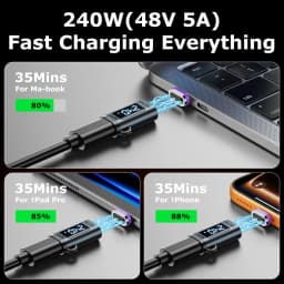 AUFU 240W Magnetic Adapter Digital Display USB C to Type C Adapter Fast Charging USB4 Connector 80Gbps for Thunderbolt5 iPhone16