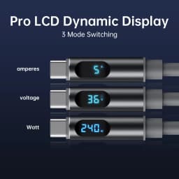240W Super Charging Cable, LCD Dynamic Display, Type-C to Type-C PD Cable, for iPhone Redmi POCO Samsung