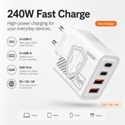 Mechanical Pattern 240W GAN Multi Port Travel Fast Charger Black White Yellow EU US Plug Charging Kit with USB C Power Cable