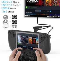 USB-C To USB-C USB-A Adapter 20Gbps USB-C Male To USB-C USB-A Female Adapter 8K 60HZ 180 Degree U-shaped for STEAM DECK